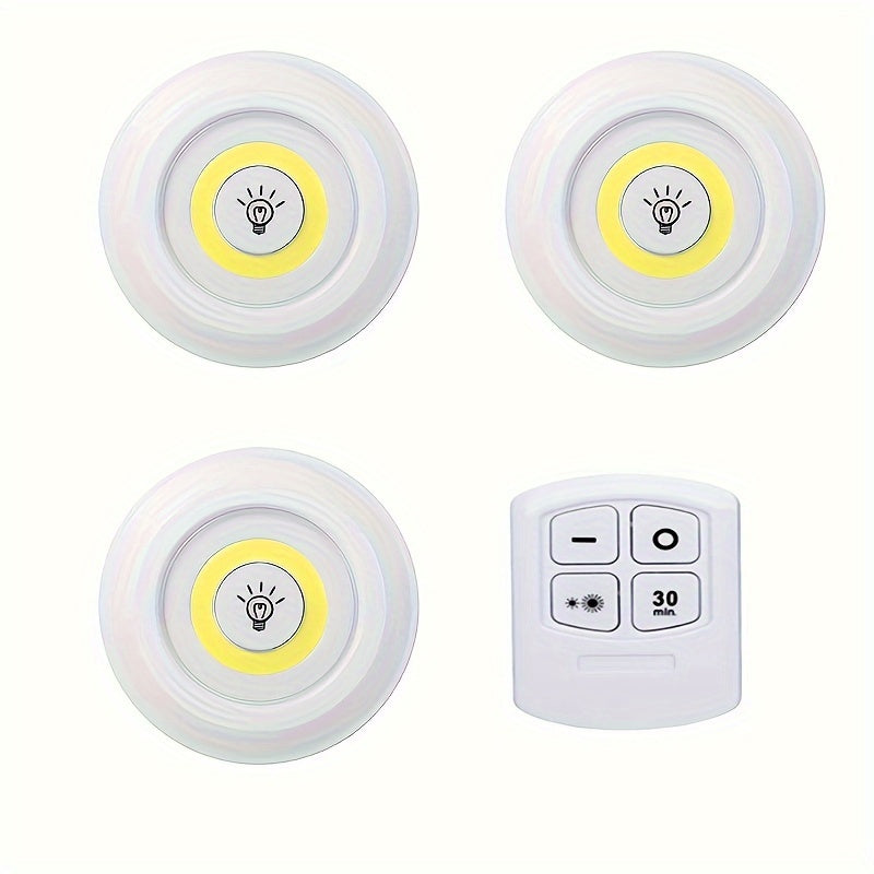 6pcs/3pcs Smart Wireless LED Under-Cabinet Lights COB Night Light With Remote Control - Ideal for Wardrobe, Kitchen, etc.