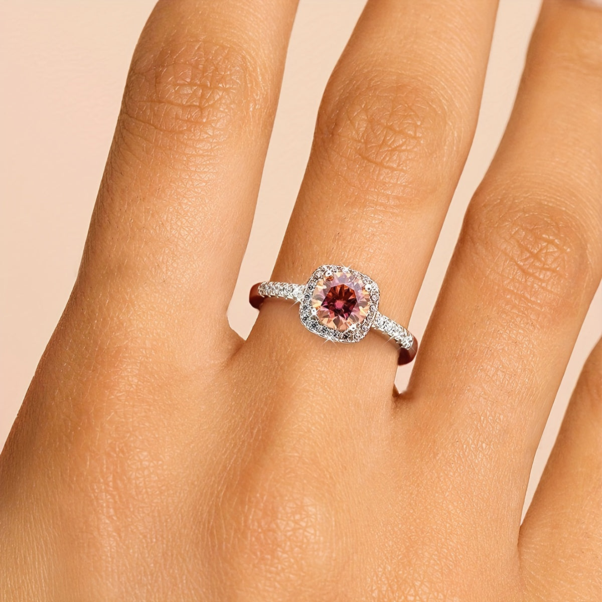 One piece of elegant 925 sterling silver ring featuring a 1 carat moissanite baguette stone. This women's classic wedding eternity anniversary love ring is a perfect Valentine's Day luxury jewelry gift for daily wear and special occasions.