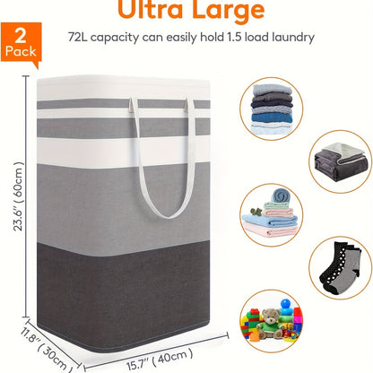 Collapsible Extra-Large Laundry Hamper in Gradient Grey - Waterproof with Extended Handles, Ideal for Dorms and Homes - 74.99L Capacity - Perfect for Clothes and Toys Organization