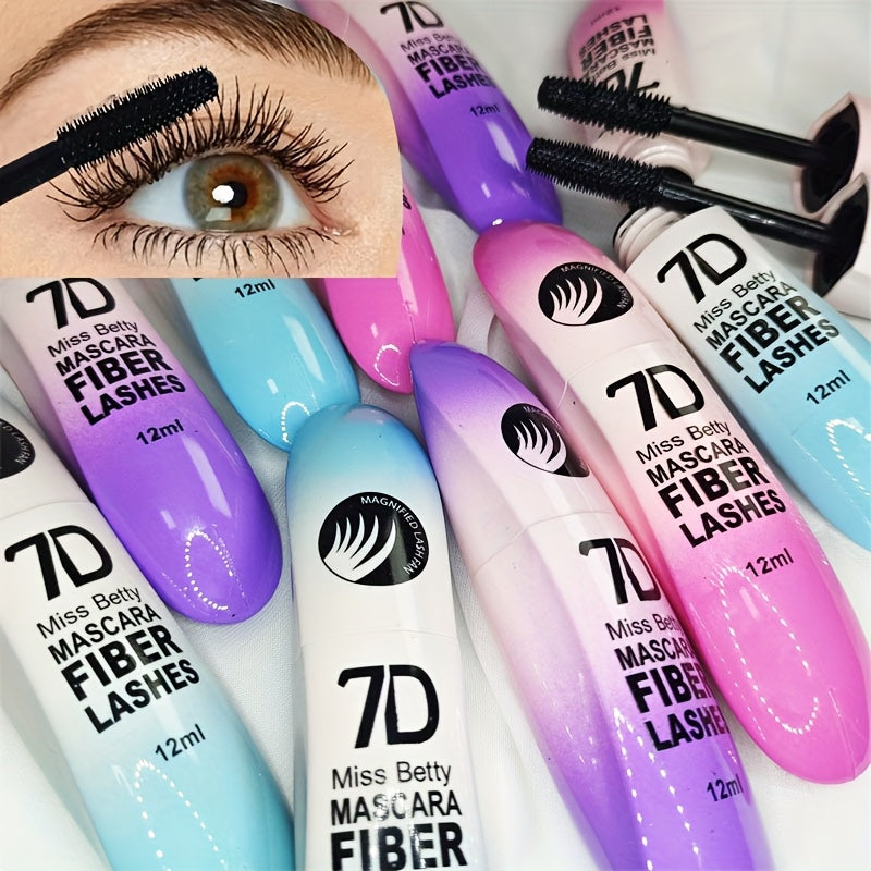 3-piece set of waterproof, smudge-proof, clump-free 7D Fiber Lash Mascara for longer, thicker lashes in natural black.