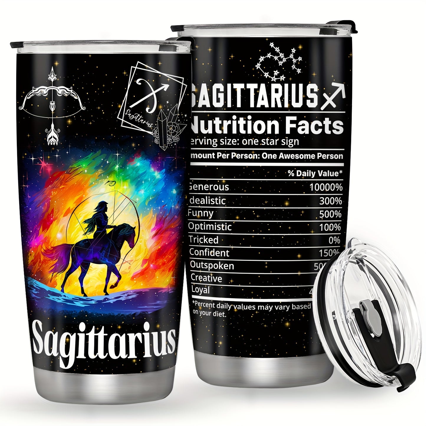 Stainless steel Zodiac Cup with double wall insulation, perfect for astrology enthusiasts. Great gift for any occasion.