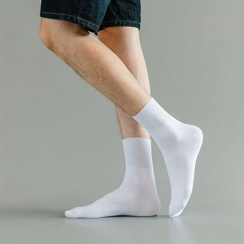 Men's Casual Plain Color Socks, Breathable Crew Socks for Spring/Autumn, EUR 39-50