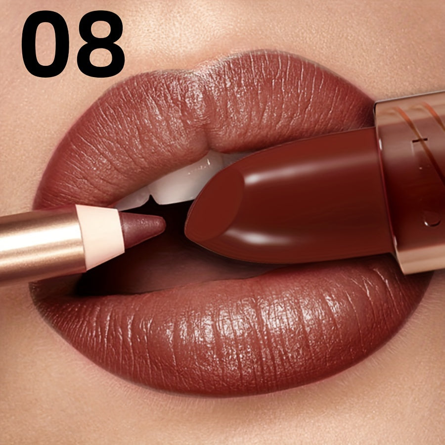 Long-lasting waterproof non-stick lipstick with high color lip gloss formula.