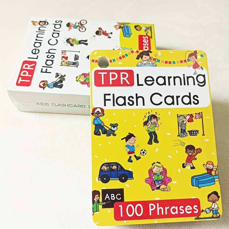 Total Physical Response flash cards for English language learning, includes 50 cards for ages 4-12.