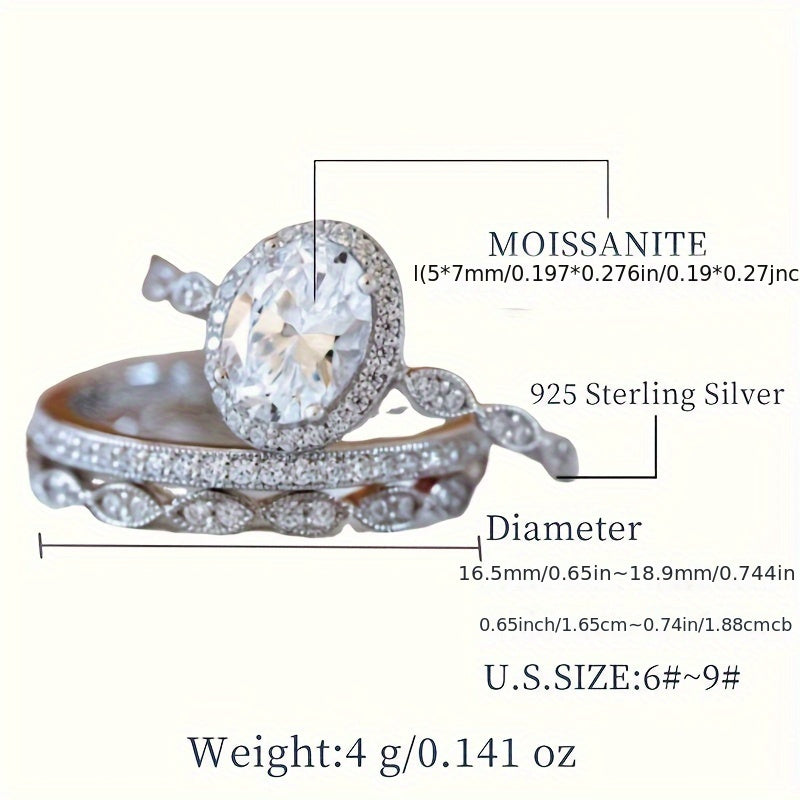 925 Sterling Silver promise stacking rings featuring a 1ct Moissanite stone. Perfect for engagement, wedding, or evening party wear. Comes with a certificate and gift box.