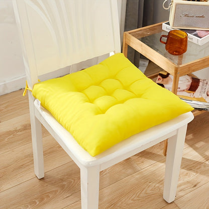 Thickened Solid Color Brushed Chair Cushion - Washable polyester seat pad for dining, office, and tatami chairs