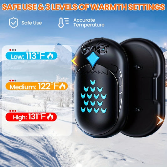 Portable USB Rechargeable 2-in-1 Double-Sided Hand Warmer - Detachable Pocket Heater for Camping, Hunting, and Winter Sports