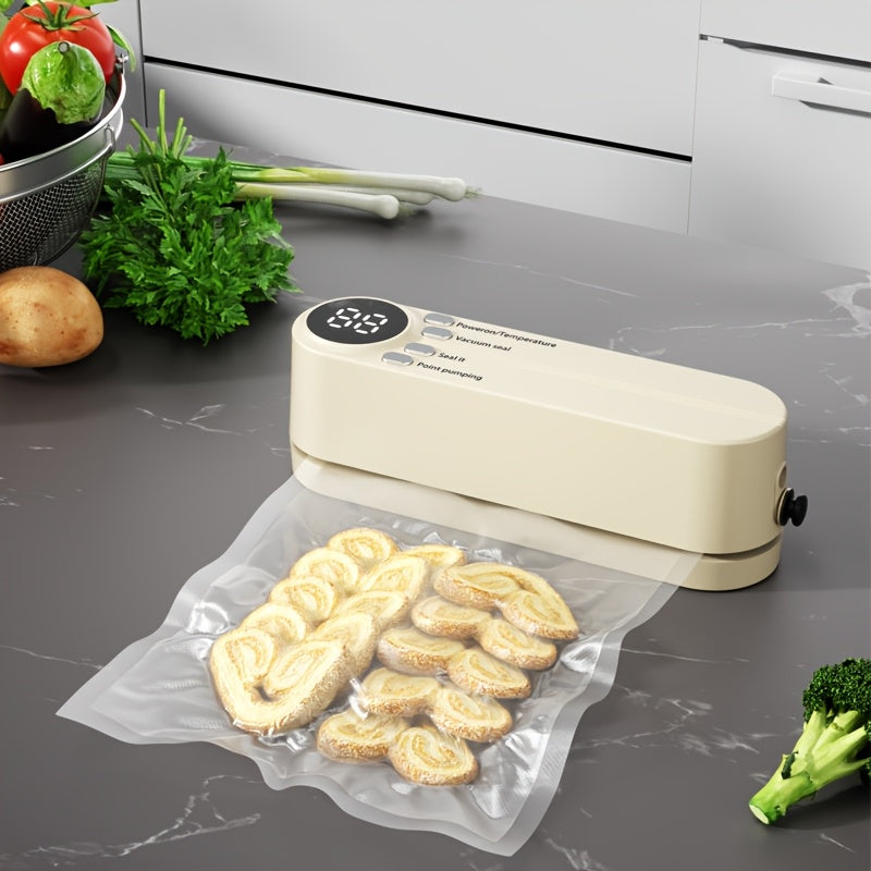 Compact and convenient kitchen vacuum sealing machine with 5 bags. This fully automatic food sealing equipment offers dry and wet fresh modes to meet all your saving needs with just the touch of a button.