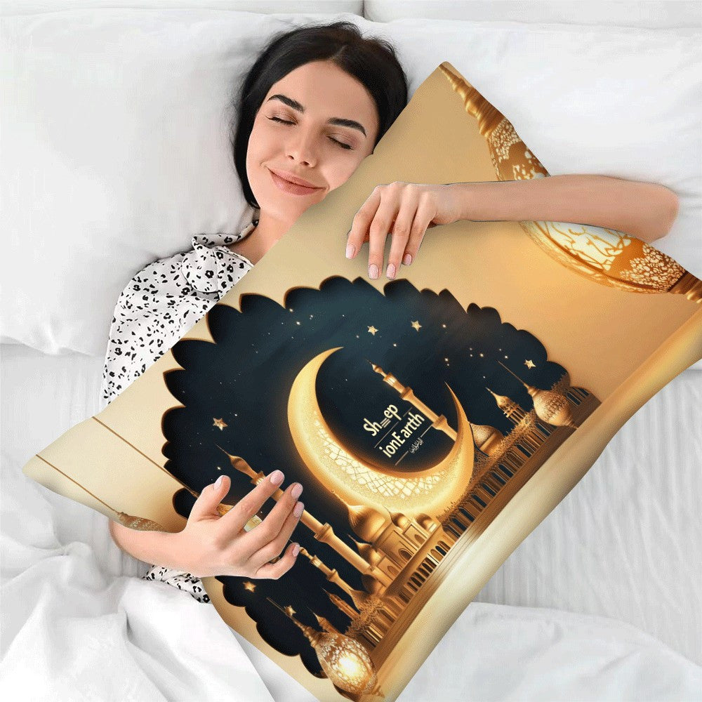 This Classic Ramadan Mubarak Islamic Lantern Watercolor Hug Pillow Cover measures 50.8X30.48cm and is made of soft flannel fabric. It features an invisible zipper closure and is machine washable for convenience. Perfect for all-season use, this back