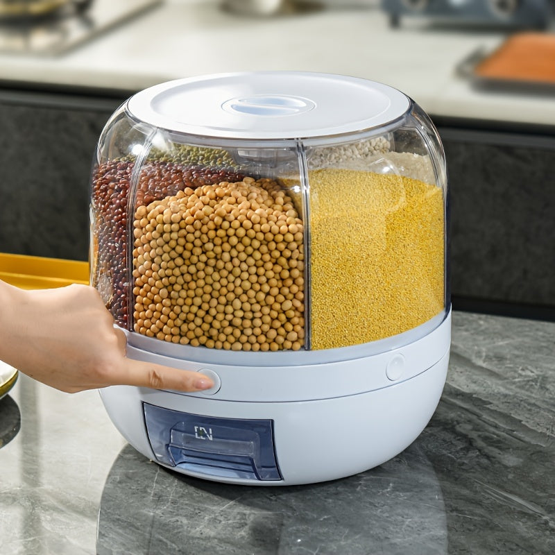 Large-Capacity Rotating Rice Dispenser - Airtight container for grains, dry foods. 5kg/10kg capacity, great for kitchen organization.