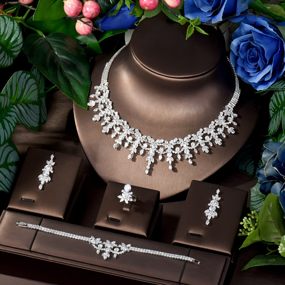 Sophisticated Luxury Jewelry Set Inspired by Middle Eastern Glamour, Stylish Women's Fashion Accessory Embellished with Synthetic Zirconia