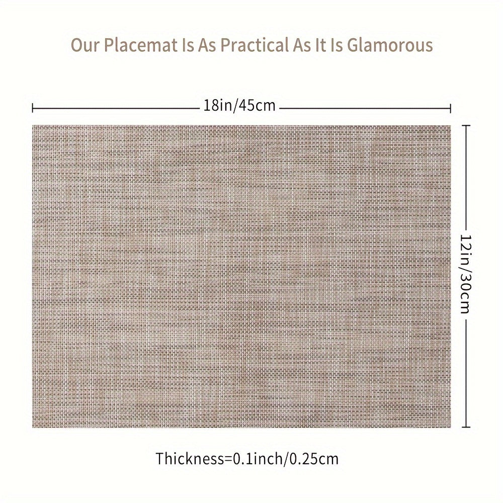 ZIRAN Placemats Set of 4, Washable Vinyl Mats for Dining Table, Durable PVC Weave, Indoor/Outdoor, Caramel Color