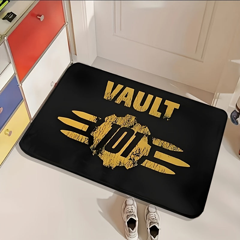 Welcome to Vault 101 Fallout Doormat - Durable Indoor/Outdoor Entrance Mat, Easy to Clean Polyester Rug for Front Door, Kitchen, or Porch - Rectangular Game Mat with Non-Slip Backing