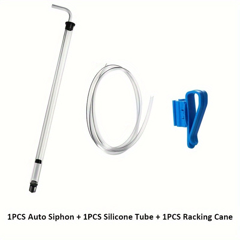 Auto Siphon Set includes 1 or 2 mini siphons with built-in pump, bottling wand, racking cane, stabilizer clip clamp, and 1 meter beer tubing. Ideal for homebrew and kombucha fermentation.