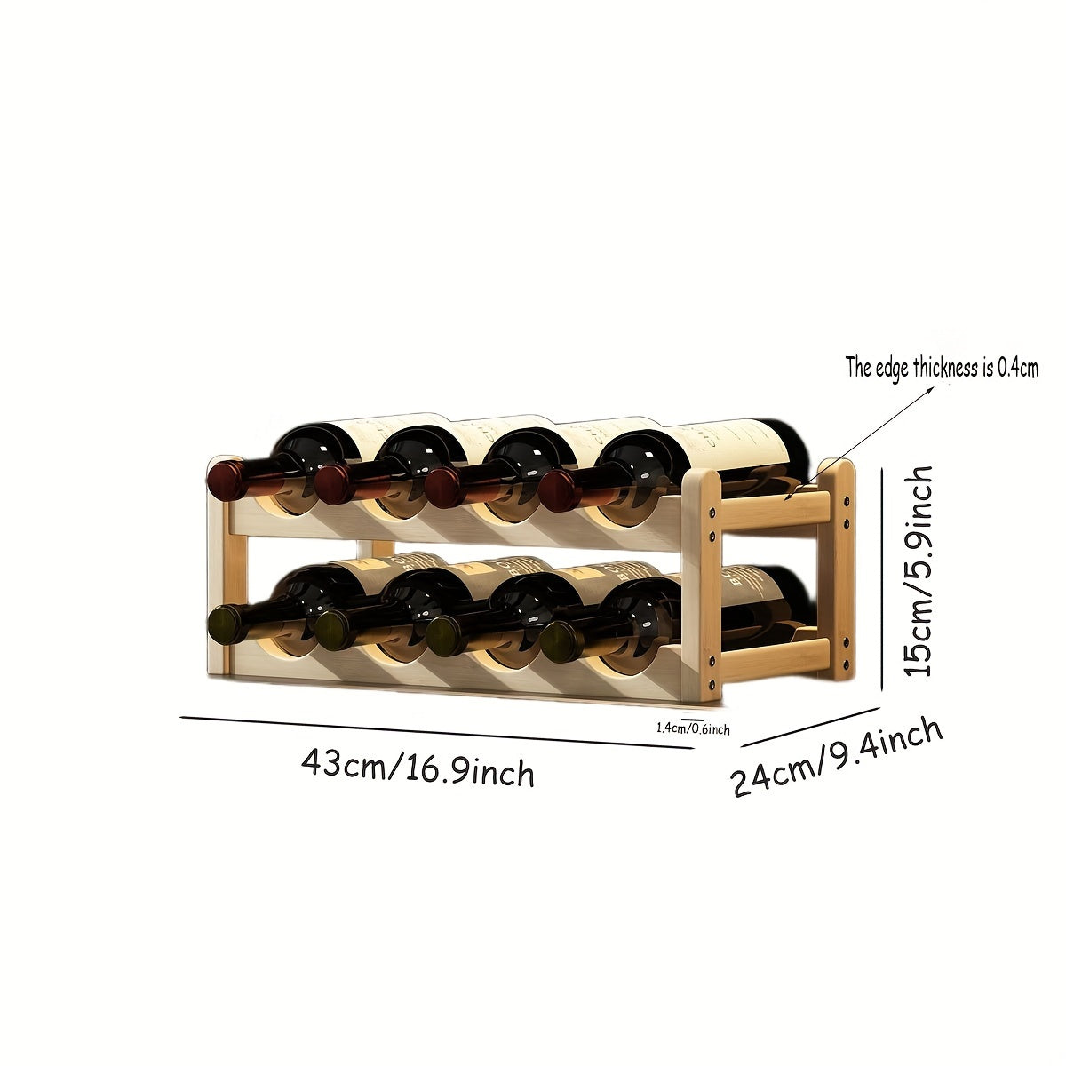 Tiered wine bottle holder with separate tiers, one can be placed (assembly required for 2/3/4 tier wine rack)