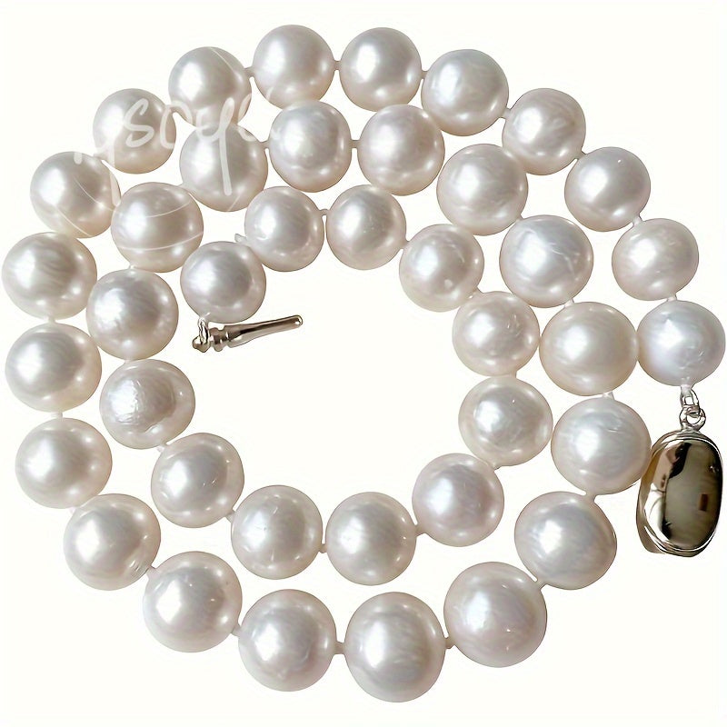 Handcrafted Natural Freshwater Pearl Necklace, Featuring 11-13mm Pearls in a Large Size. Comes with a Gift Box, Perfect for Him or Her. Ideal for Daily Wear, Parties, Birthdays, Anniversaries, and Valentine's Day.