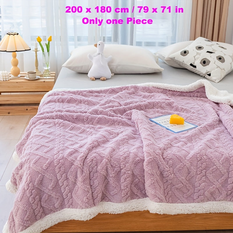 Luxurious Champagne Microfiber Blanket with Elegant 3D Diamond Pattern - Lightweight, Fluffy, Ideal for All-Season Comfort and various uses.