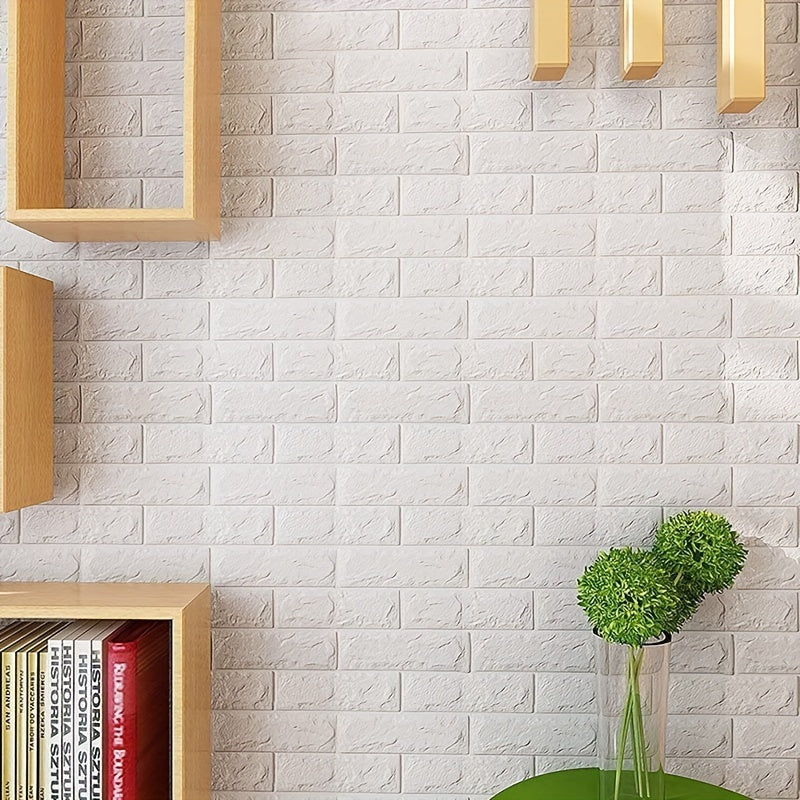 3D stereo imitation brick wall stickers available in 20pcs, 50pcs, or 100pcs, measuring 38.5×35cm/15.16×13.78in. Ideal for DIY home decoration in bedrooms, kitchens, or living rooms.