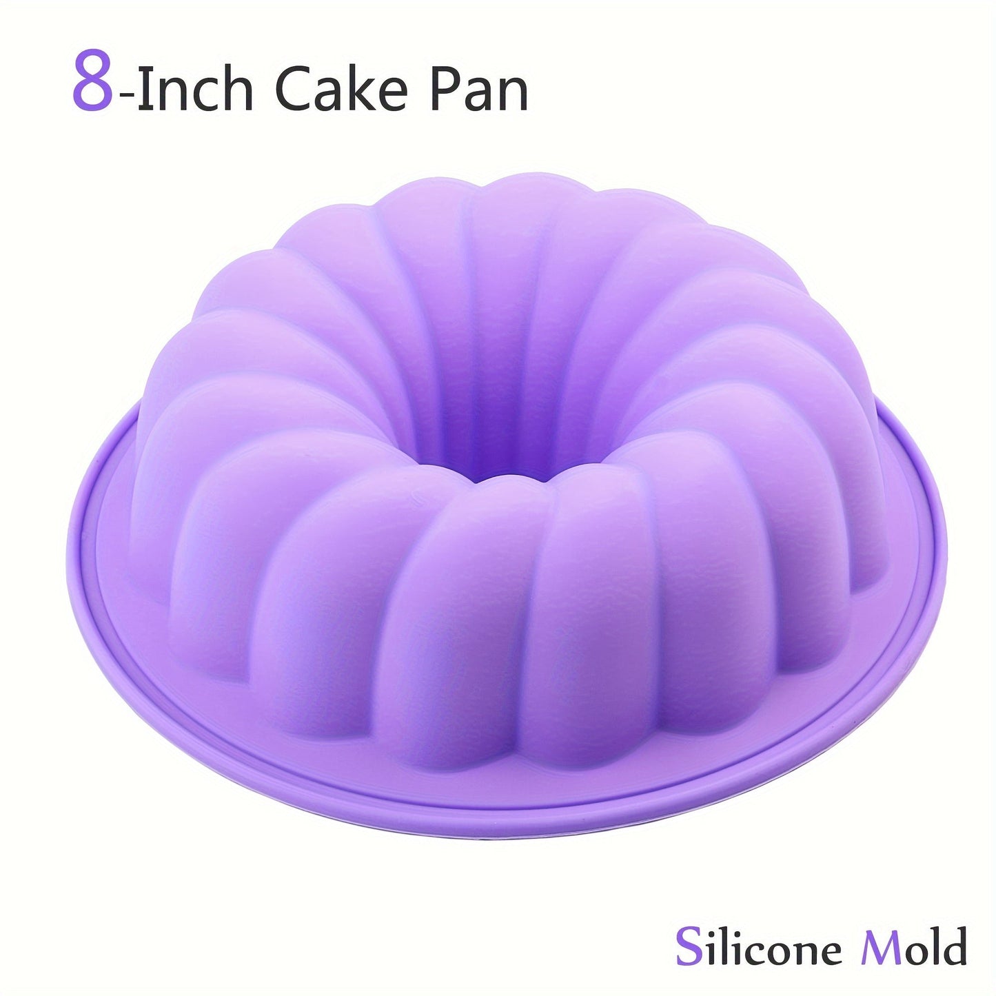 Silicone Bundt Cake Pan - Premium 20.32cm Purple 1pc - Non-Stick, BPA-Free, and Flexible - Great for Fluted Tube Cakes, Gelatin, Bread, Jello, and Chiffon - Oven and Freezer Safe with LFGB Approval - Ideal for Valentine's, Christmas, Thanksgiving