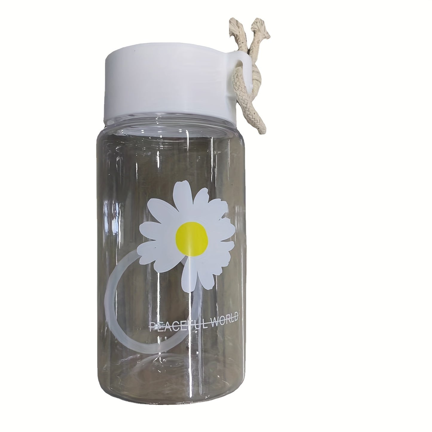 Daisy Flower Water Bottle - Cute Kawaii Plastic Cup, Portable, Great for Travel, Birthday Gift