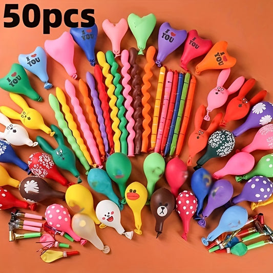 50-piece Quick Fill Balloon Set - Vibrant Party and Event Decor for Birthdays, Weddings, Holidays - Easy Assembly