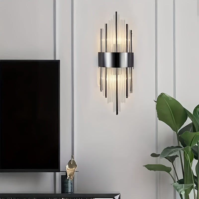 Eye Protection Crystal Wall Lamp for bedroom or bedside, with elegant Nordic design for study or living room. Flush mount, no wires needed.