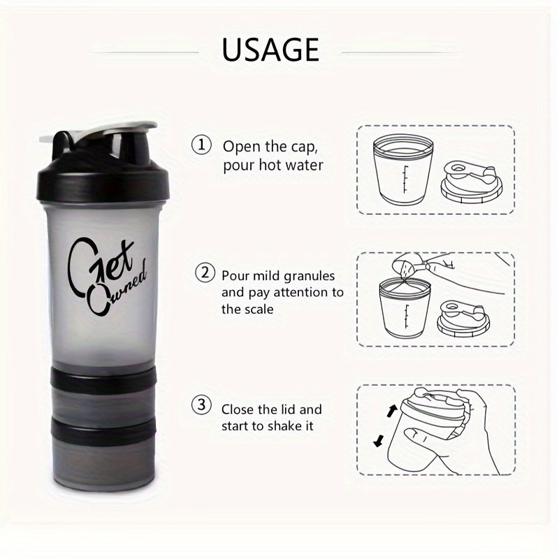 BPA-free plastic protein shaker bottle for holidays, hand wash only and no need for electricity or batteries.