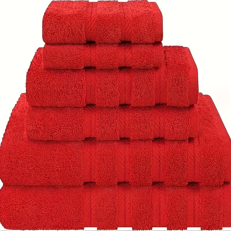 6-piece velvet towel set, thick and soft, absorbent. Suitable for home, hotel, etc. Includes towels in sizes 140.0*70.0cm, 75.01*34.01cm, and 34.01*34.01cm.