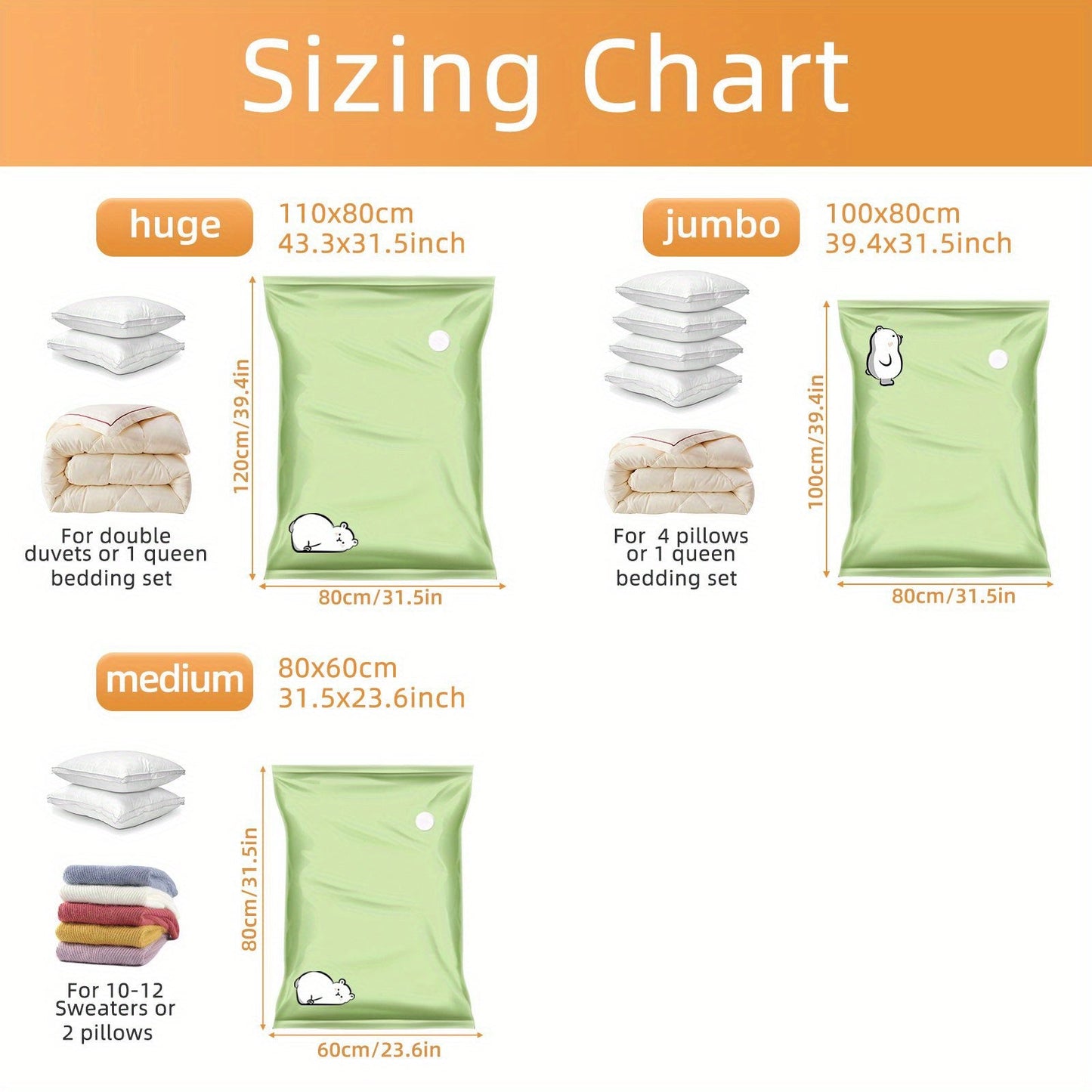 Vacuum Storage Bags Set of 4/6, Compression Bags for Quilts, Blankets, and Clothes, Space Saving Sealing Bags