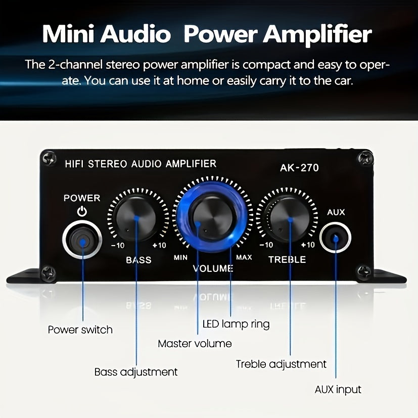 Boost your home/car theater sound system with powerful bass & treble using this 400W 2.0 stereo audio amplifier.