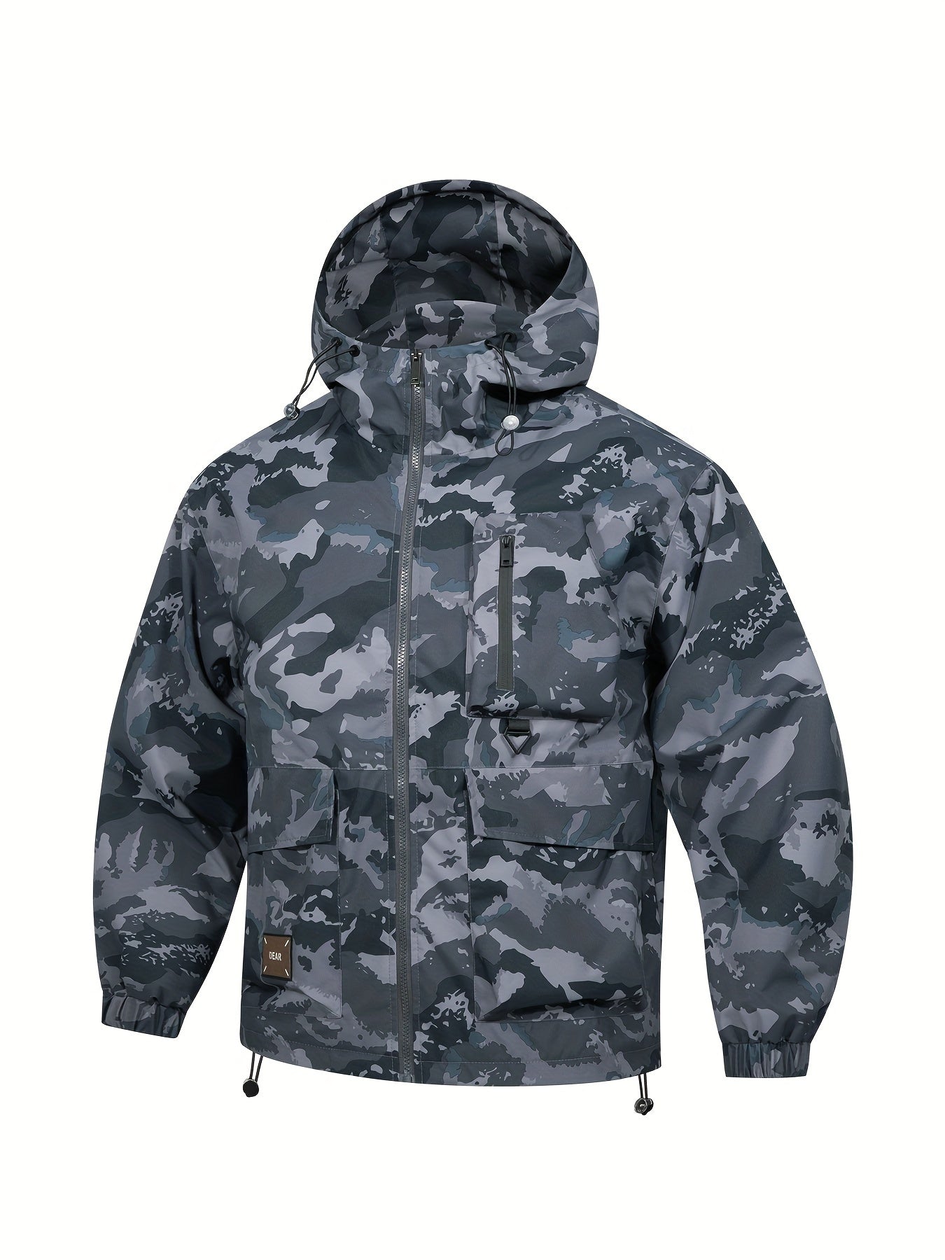 Men's Camouflage Hooded Zip Up Jacket, Multi-pocket Coat for Spring/Autumn Outdoor, Loose Cargo Hooded Jacket, Trendy Item.