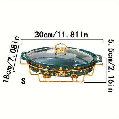 The Christmas Ceramic Serving Set is a complete package for your holiday cooking needs. It includes plates, baking dishes, and soup pots, making it perfect for serving turkey, cheese, bread, and pizza. Ideal for outdoor parties, weddings, birthdays, and