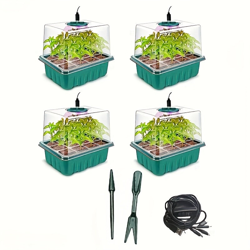 80% of seed germination kits include a growth tray with LED bulbs for indoor gardening of seedlings, microgreens, wheatgrass, etc. Can be used for soil or hydroponics with drainage holes.