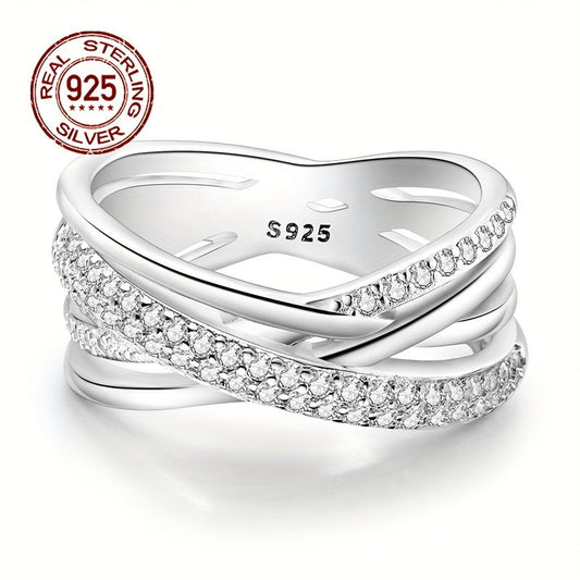 Beautiful 925 Sterling Silver Ring adorned with Shimmering Zirconia - Gentle on Sensitve Skin, Great for Weddings & Everyday Wear, Wonderful Present for Women.