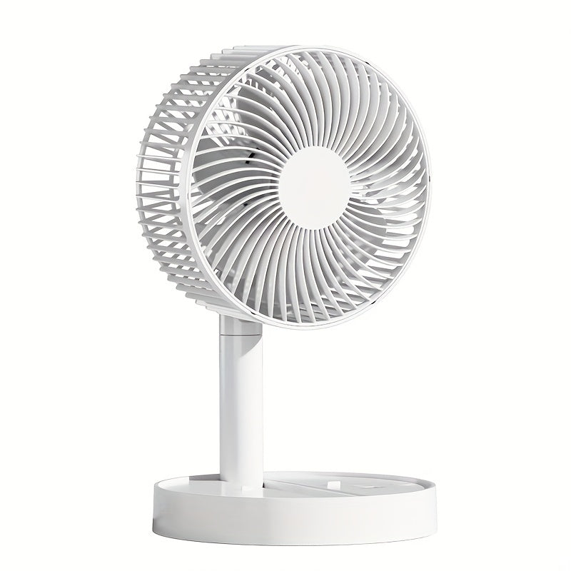 Portable Oscillating Table Fan with Whisper Quiet Operation, Touch Control, USB Rechargeable Battery, Compact and Lightweight Design for Indoor and Outdoor Use, Foldable and Travel-Friendly.