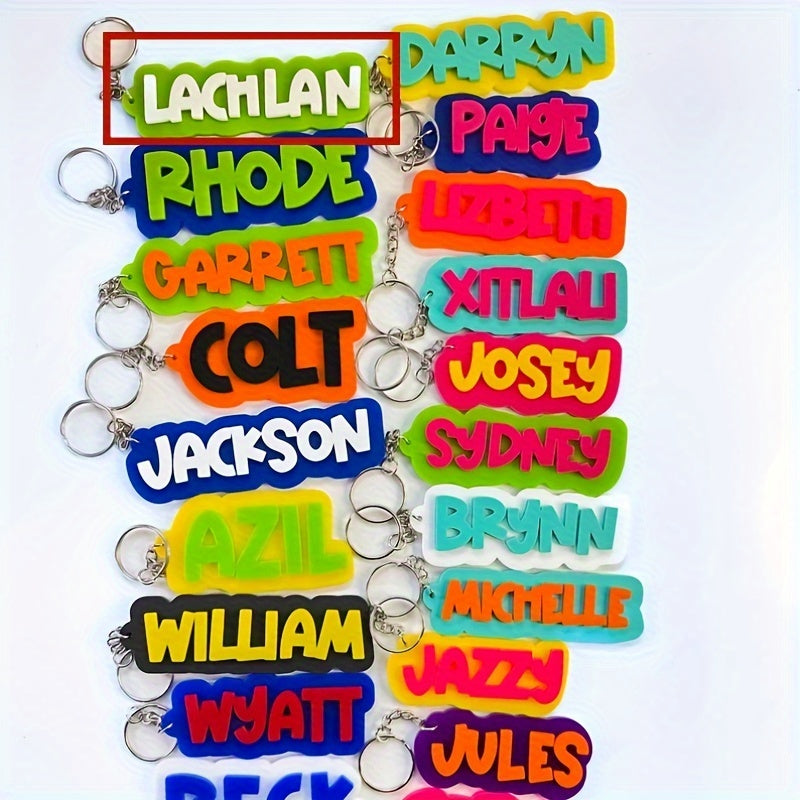 This Alphabet Themed Personalized Keyring is a custom acrylic name keychain that adds a unique charm to your backpack. Perfect for a school season gift, this single piece keychain is decorative and requires no power. Ideal for Christmas gifting.