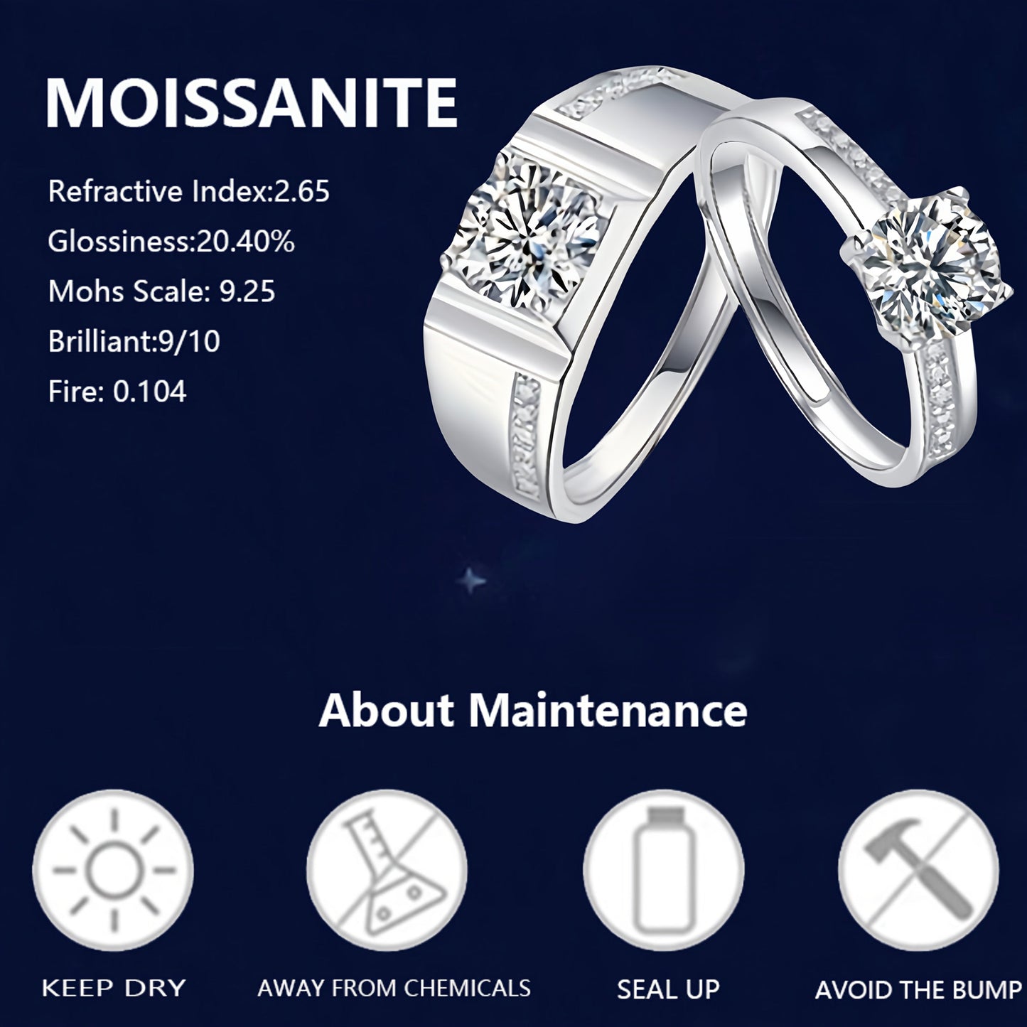 Vintage classic style 925 sterling silver moissanite couple rings, perfect for weddings, engagements, anniversaries, or as a New Year gift. Comes in a gift box, weighing approximately 6g. Featuring a love pool design, this fashion trend piece is sure to