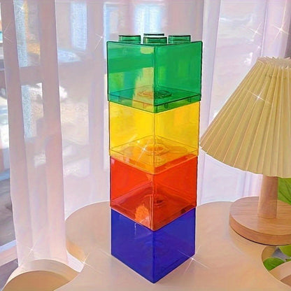 Clear plastic coin bank for saving coins at home.