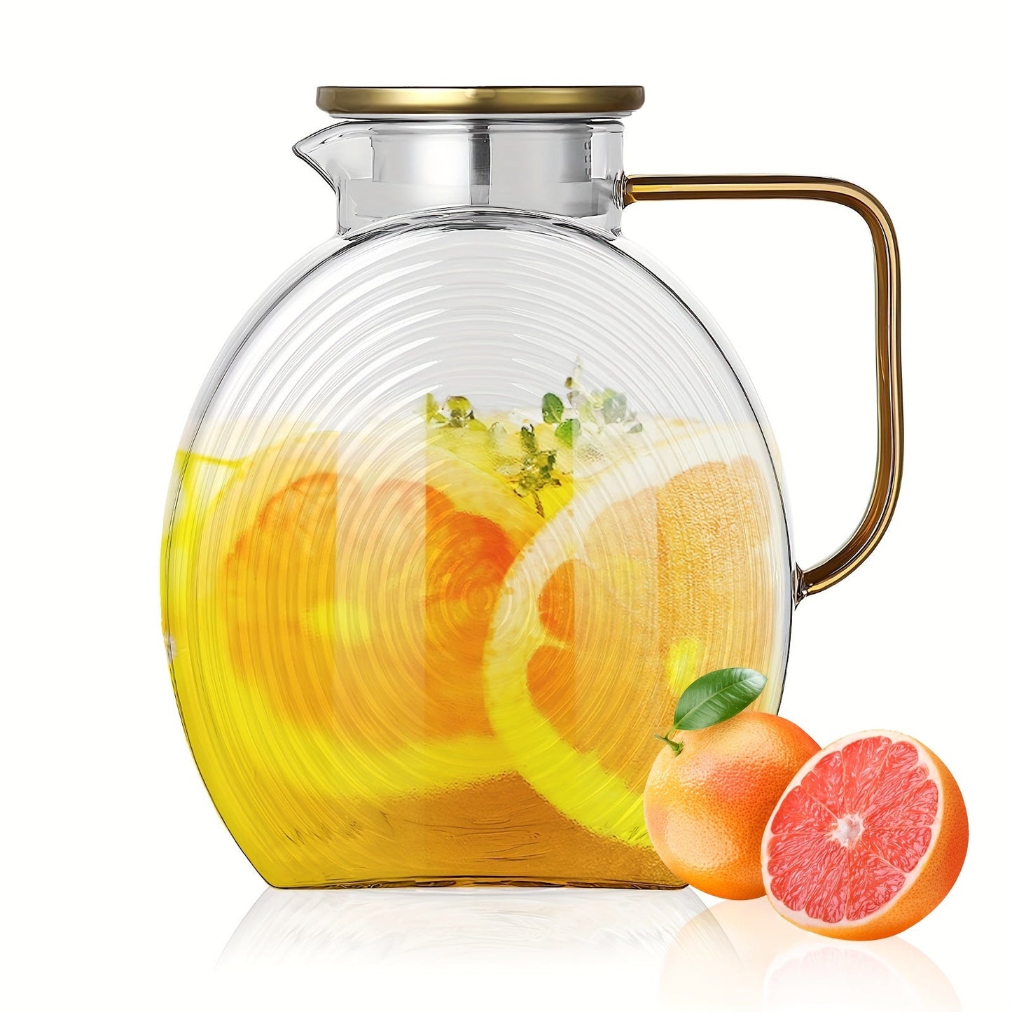 Glass water pitcher with a swirl design - 2500ml capacity, ideal for use at home