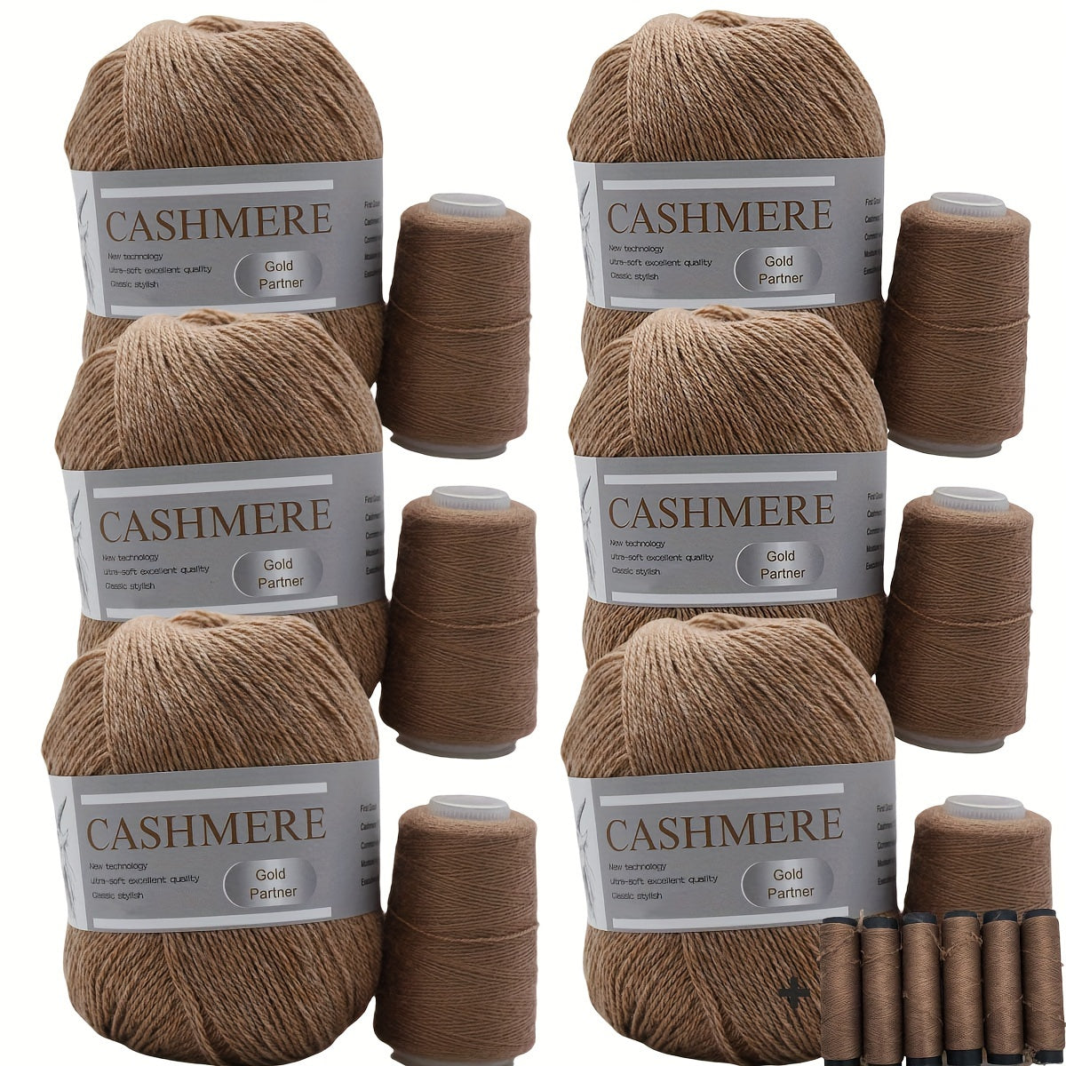 6 luxurious cashmere yarns for hand knitting and crocheting. Ideal for making sweaters, scarves, hats, shawls, cardigans, and gloves. High-quality, soft, warm, multicolored bundle in 10.58