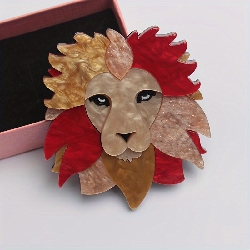 Elegant Lion Shaped Brooch - Acrylic Badge for Women's Dress, Sweater, or Clothing Accessory