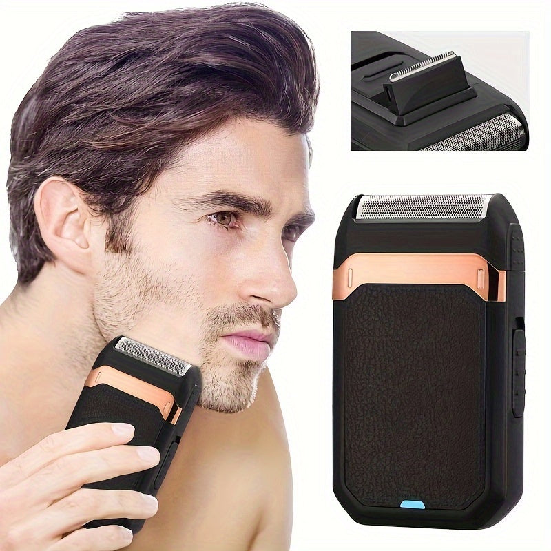 1pc X-Sharp Men's Rechargeable Foil Shaver with reciprocating mesh, lithium battery, USB Type-C charging, and sideburns trimmer.