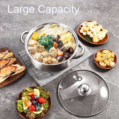 ZZBZZ 24.0cm Stainless Steel Steamer Pot Soup Pot - 2-in-1, Durable Double Layer with Steaming Basket. Compatible with Induction & Gas Stoves, Multi-Use for Home Kitchen Cookware.