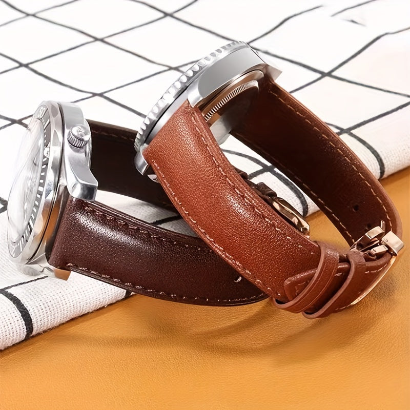 PU Leather Watchband with Solid Automatic Butterfly Buckle, Available in Various Sizes, Perfect for Business Attire or Gifting