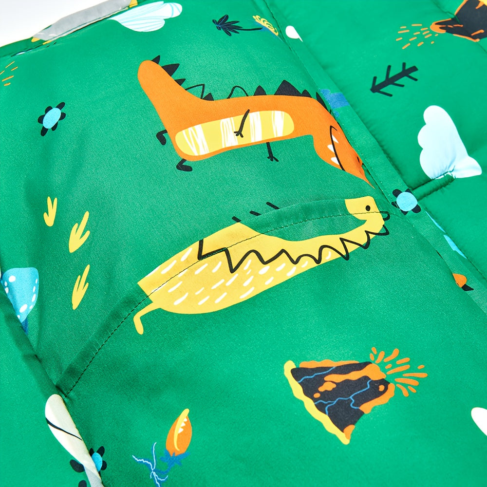 1 piece of BEEWEED Dinosaur Print Nap Mat including Pillow and Blanket, made of Polyester Sleeping Bag. It is Foldable & Portable, Moderately Soft, Non-Washable, suitable for Daycare, Travel, Camping, for children aged 3-6 Years. This would make an Ideal