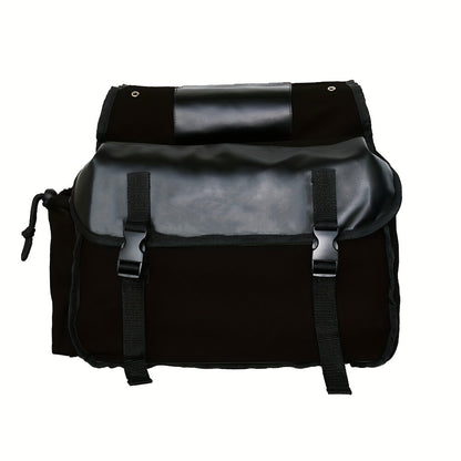 Universal large capacity canvas saddle bag for motorcycles, suitable for various bike brands.