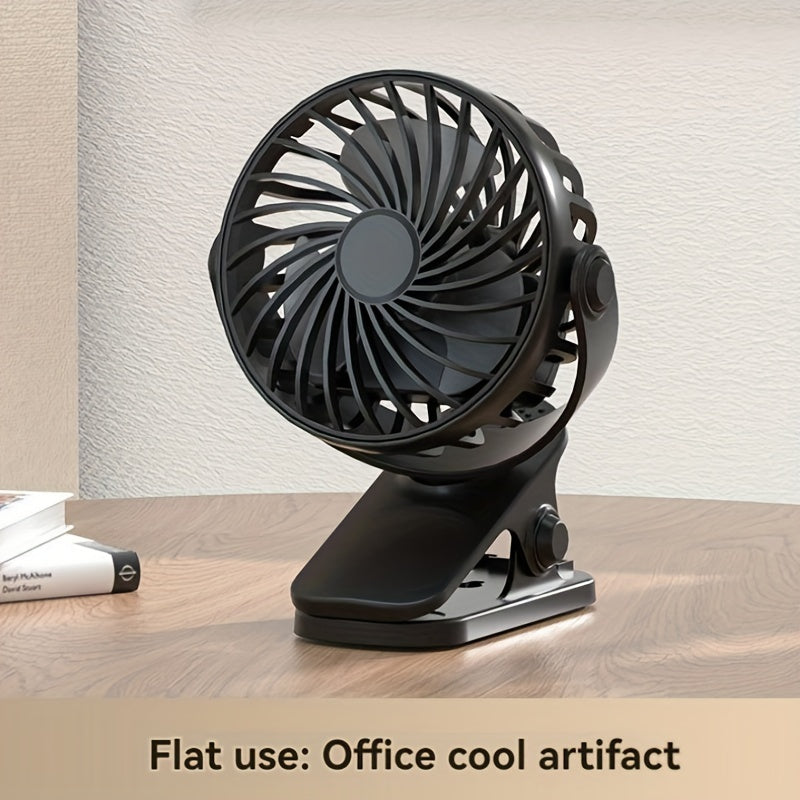 USB Clip Fan Mini Portable Small Fan: Multifunctional Desktop and Wall-Mounted Small Electric Fan with Charging Capability