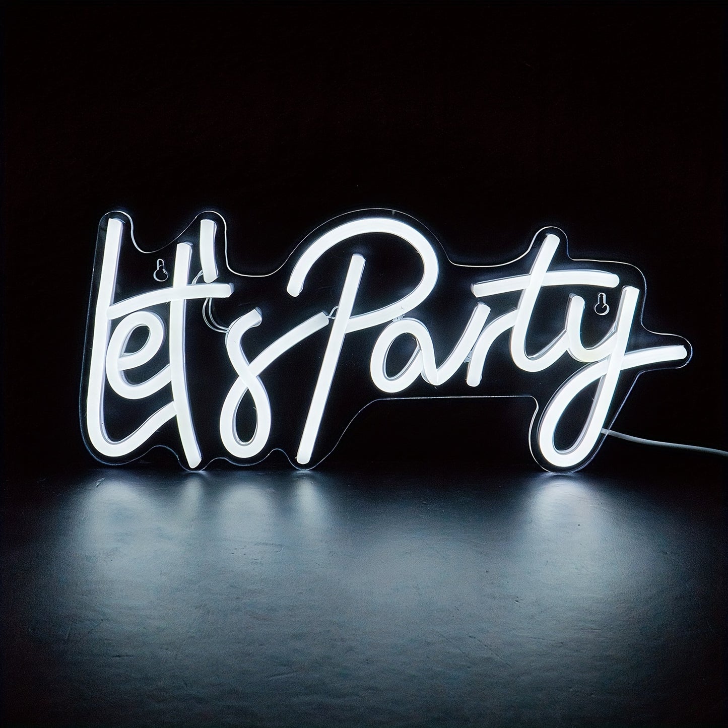 White LED Neon light sign for parties, USB powered for bedroom wall decoration. Great for festivals, weddings, and as a multipurpose decorative wall lamp.