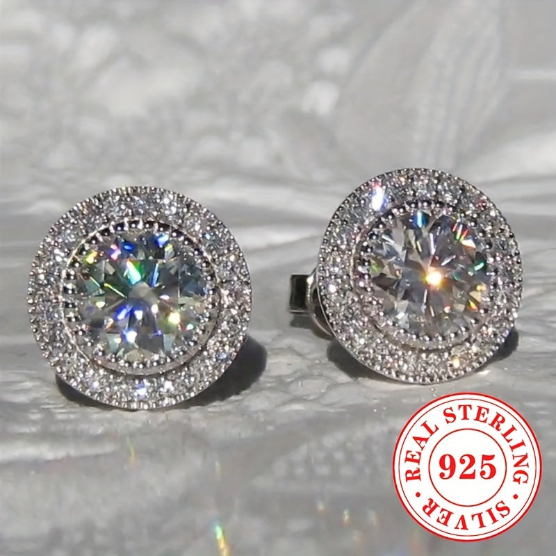 Chic Earrings for Women, 2.4g of Genuine S925 Sterling Silver with Zirconia Stone, Ideal for Brides, Weddings, and Parties. Stylish and Elegant, High-quality Fashion Jewelry.