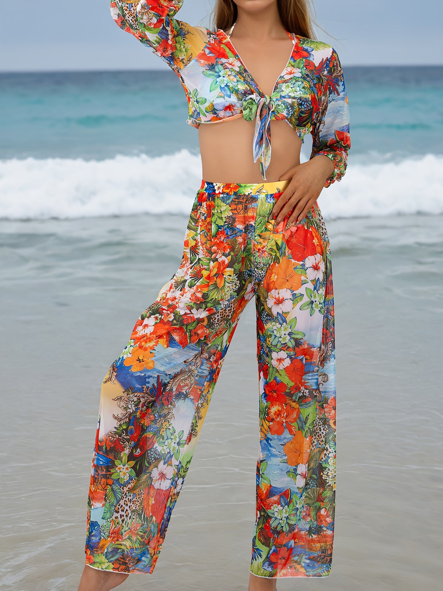 2024 Chic Printed Four-piece Sand Swimwear